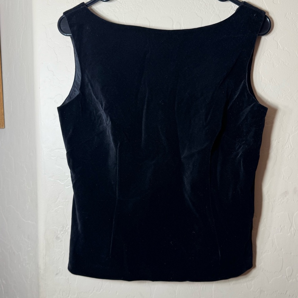 Vintage Lorrie Deb San Francisco Black Velvet Zip back Sleeveless Top 70s 80s